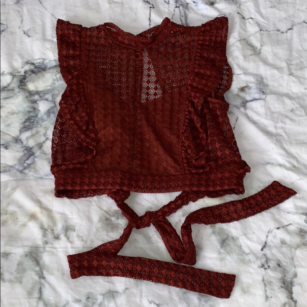 Lace open back top